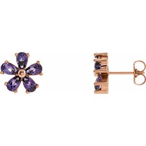 14K Rose Gold Natural Amethyst Earrings