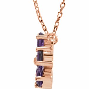 14K Rose Gold Natural Amethyst Flower 16" Necklace