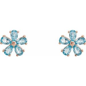 14K Rose Gold Natural Sky Blue Topaz Earrings – image 2