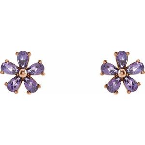 14K Rose Gold Natural Amethyst Earrings – image 2