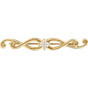 14K Yellow Gold .08 CTW Natural Diamond Scroll Brooch