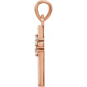 14K Rose Gold .06 CTW Natural Diamond Cross Pendant