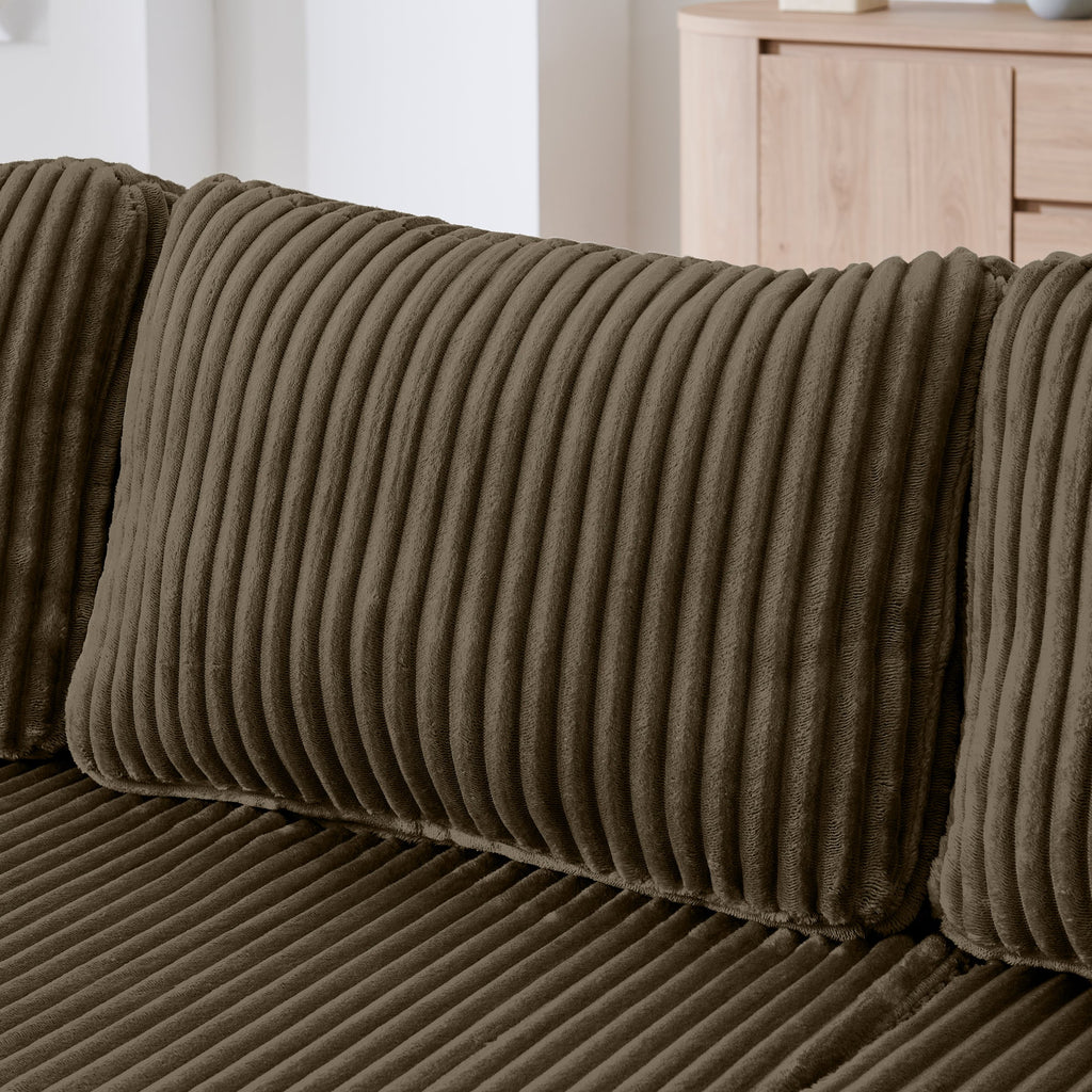 Modern Minimalist U Shape Modular Sectional Sofa, Sleeper Sofa in Corduroy, Brown