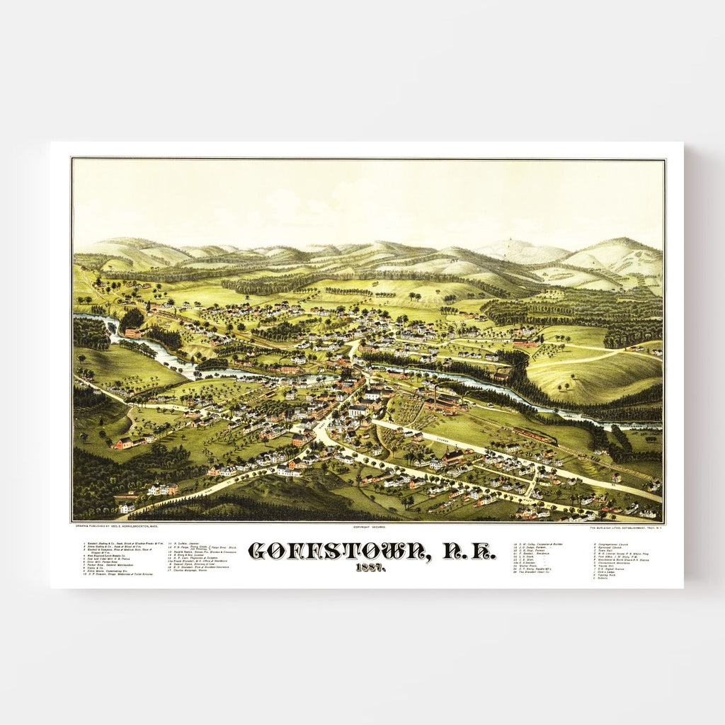 Vintage Map of Goffstown, New Hampshire 1887