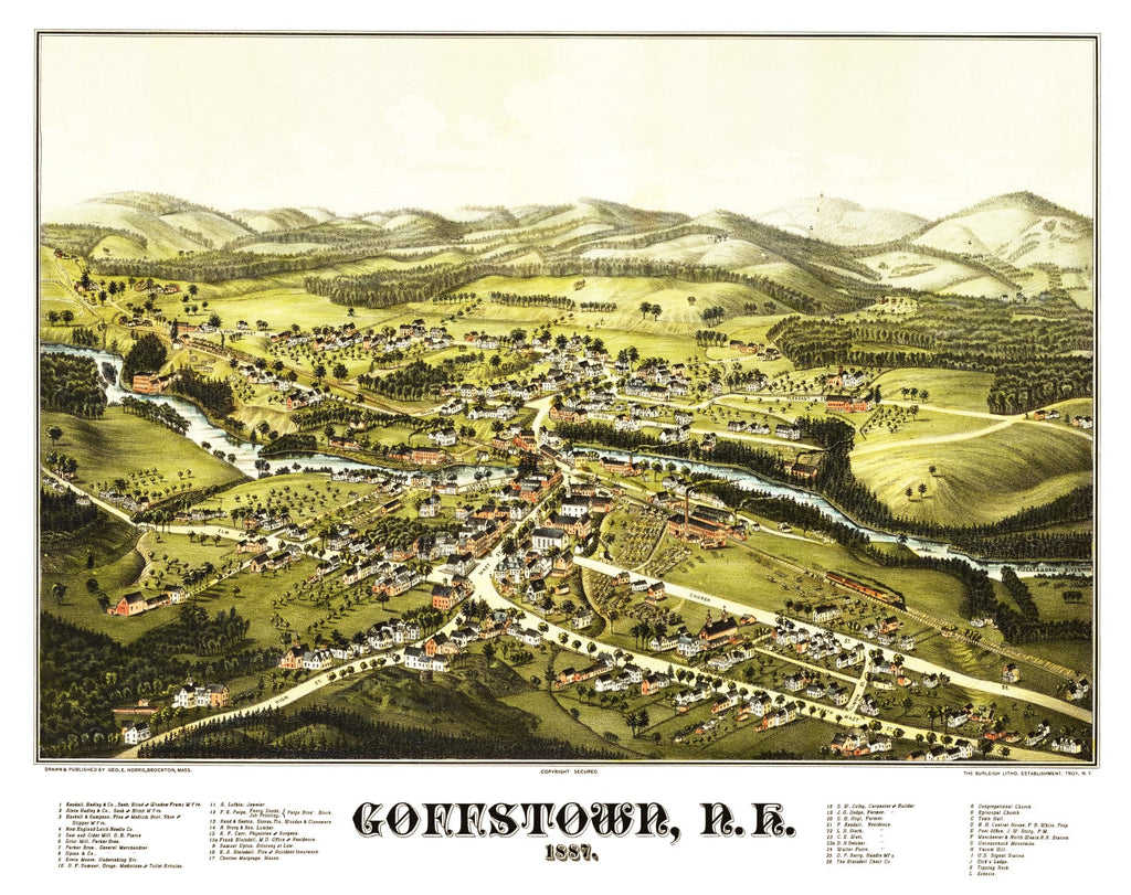 Vintage Map of Goffstown, New Hampshire 1887