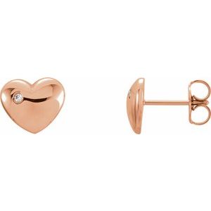 14K Rose Gold .02 CTW Natural Diamond Puffed Heart Earrings