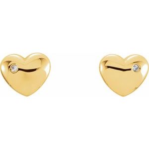 14K Yellow Gold .02 CTW Natural Diamond Puffed Heart Earrings – image 2