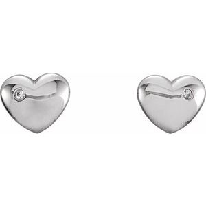14K White Gold .02 CTW Natural Diamond Puffed Heart Earrings – image 2