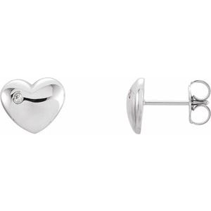 14K White Gold .02 CTW Natural Diamond Puffed Heart Earrings
