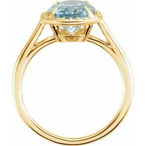 14K Yellow Gold 10x8 mm Natural Aquamarine & .06 CTW Natural Diamond Ring