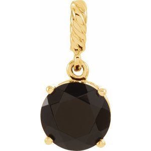 14K Yellow Gold Natural Black Onyx Rope Pendant