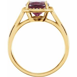 14K Yellow Gold 10x8 mm Natural Rhodolite Garnet & .06 CTW Natural Diamond Ring