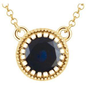 14K Yellow Gold Natural Blue Sapphire "September" 18" Birthstone Necklace