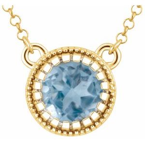 14K Yellow Gold Natural Swiss Blue Topaz "December" 18" Birthstone Necklace
