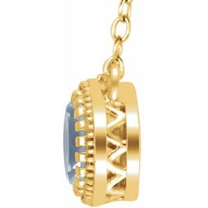 14K Yellow Gold Natural Swiss Blue Topaz "December" 18" Birthstone Necklace