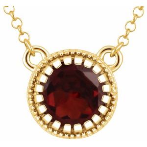 14K Yellow Gold Natural Mozambique Garnet "January" 18" Birthstone Necklace