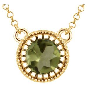 14K Yellow Gold Natural Peridot "August" 18" Birthstone Necklace