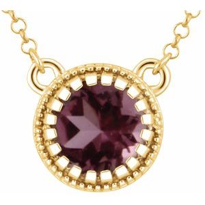 14K Yellow Gold Natural Pink Tourmaline "October" 18" Birthstone Necklace