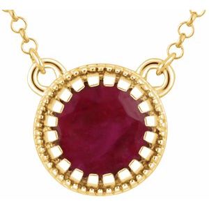 14K Yellow Gold Natural Ruby "July" 18" Birthstone Necklace