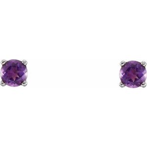 14K White Gold Natural Amethyst Youth Earrings – image 2