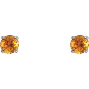 14K White Gold Imitation Citrine Youth Earrings – image 2