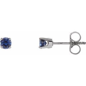 14K White Gold Natural Blue Sapphire Youth Earrings