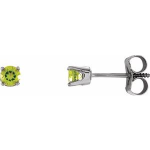 14K White Gold Natural Peridot Youth Earrings