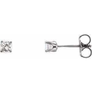 14K White Gold Natural White Sapphire Youth Earrings