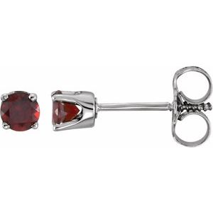 14K White Gold Natural Mozambique Garnet Youth Earrings