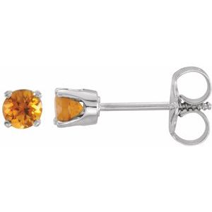 14K White Gold Natural Citrine Youth Earrings