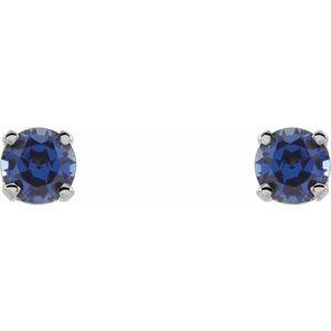 14K White Gold Lab-Grown Blue Sapphire Youth Earrings – image 2