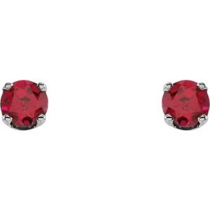 14K White Gold Lab-Grown Ruby Youth Earrings – image 2