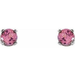 14K White Gold Natural Pink Tourmaline Youth Earrings – image 2