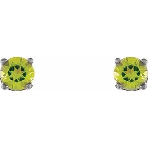 14K White Gold Natural Peridot Youth Earrings – image 2