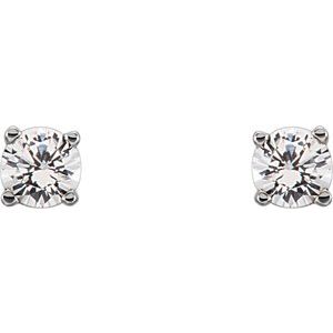 14K White Gold Natural White Sapphire Youth Earrings – image 2