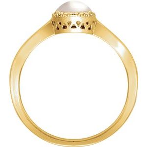 14K Yellow Gold Cultured White Freshwater Pearl Ring