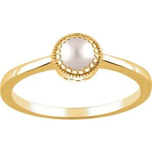 14K Yellow Gold Cultured White Freshwater Pearl Ring