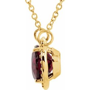 14K Yellow Gold Natural Rhodolite Garnet & .04 CTW Natural Diamond 16 1/2" Necklace