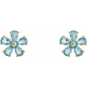 14K Yellow Gold Natural Sky Blue Topaz Earrings – image 2