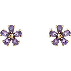 14K Yellow Gold Natural Amethyst Earrings – image 2