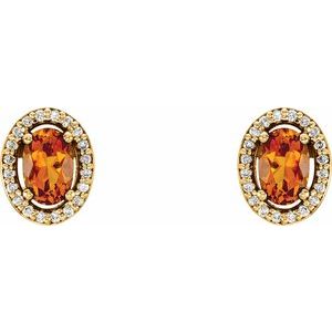 14K Yellow Gold Natural Citrine & 1/10 CTW Natural Diamond Earrings – image 2