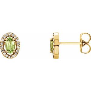 14K Yellow Gold Natural Peridot & .08 CTW Natural Diamond Earrings