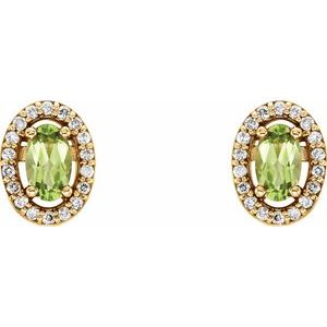 14K Yellow Gold Natural Peridot & .08 CTW Natural Diamond Earrings – image 2