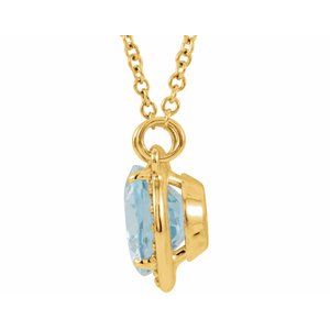 14K Yellow Gold Natural Blue Zircon & .04 CTW Natural Diamond 16 1/2" Necklace