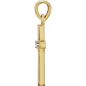 14K Yellow Gold .01 CT Natural Diamond Cross Pendant