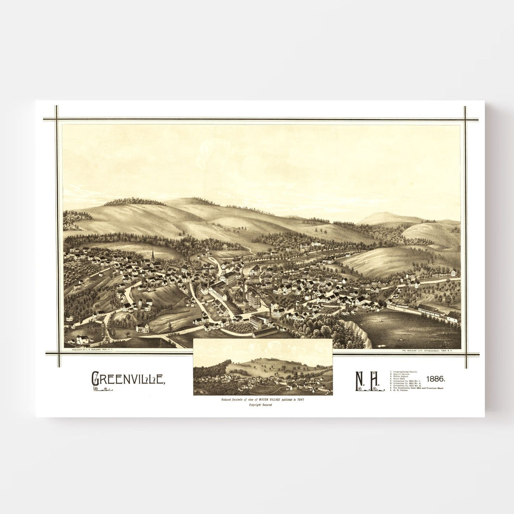 Vintage Map of Greenville, New Hampshire 1886