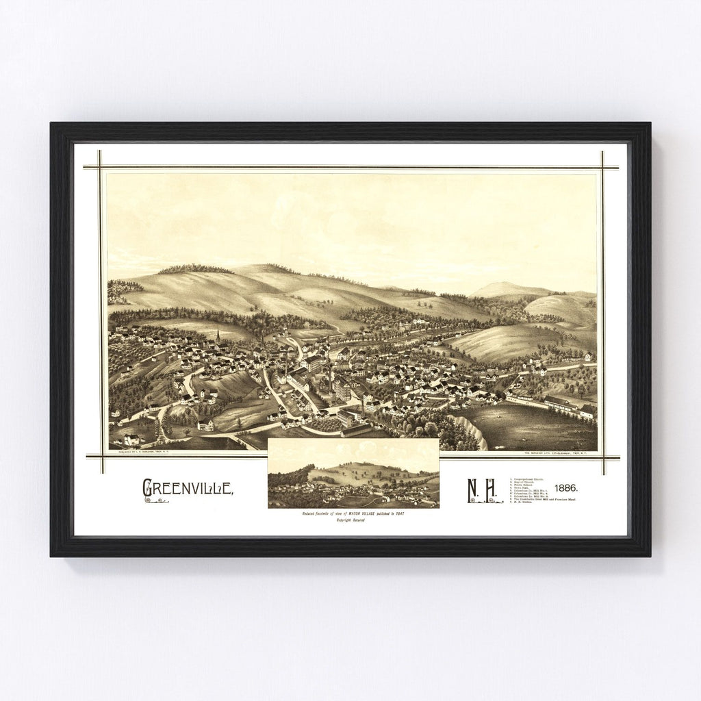 Vintage Map of Greenville, New Hampshire 1886