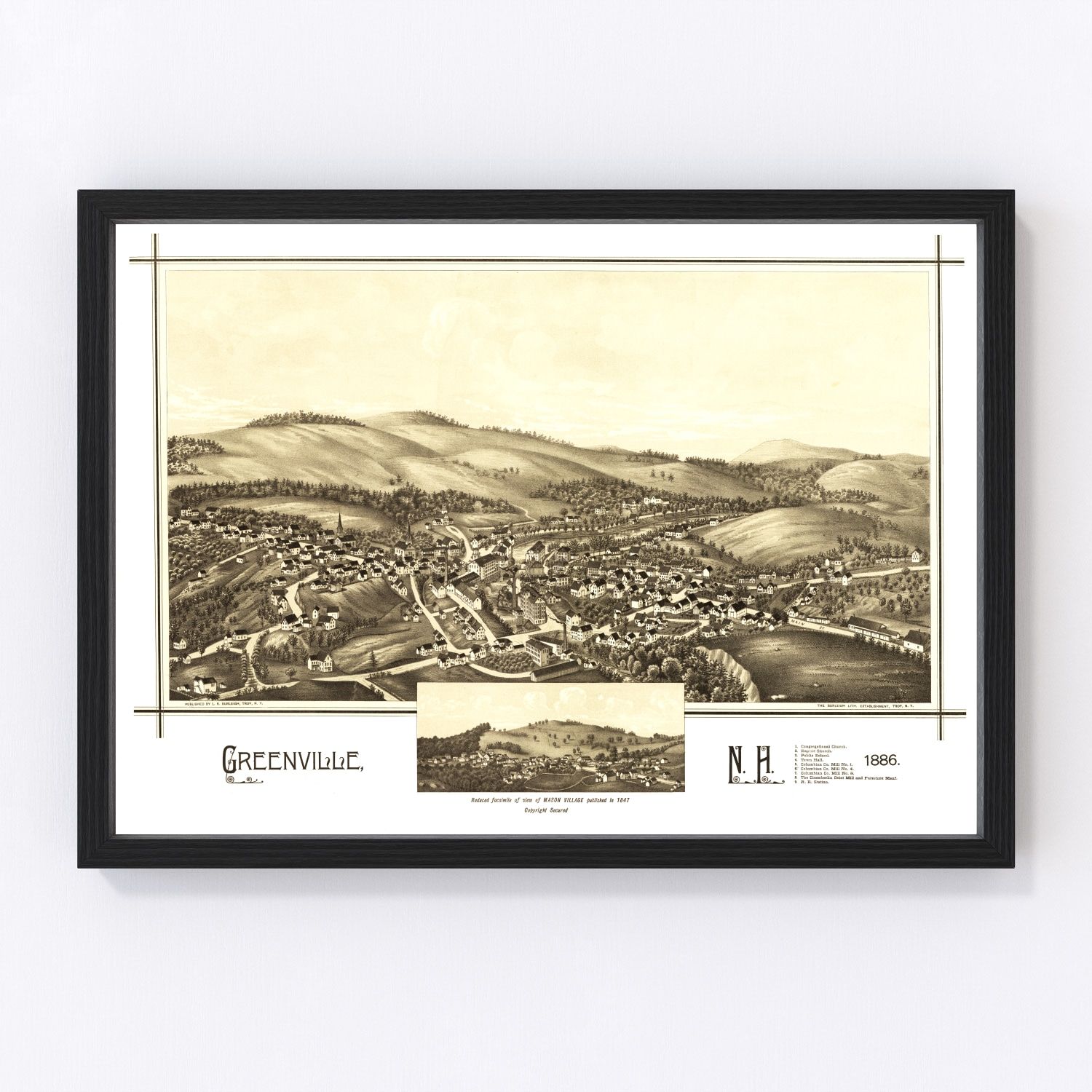 Vintage Map of Greenville, New Hampshire 1886