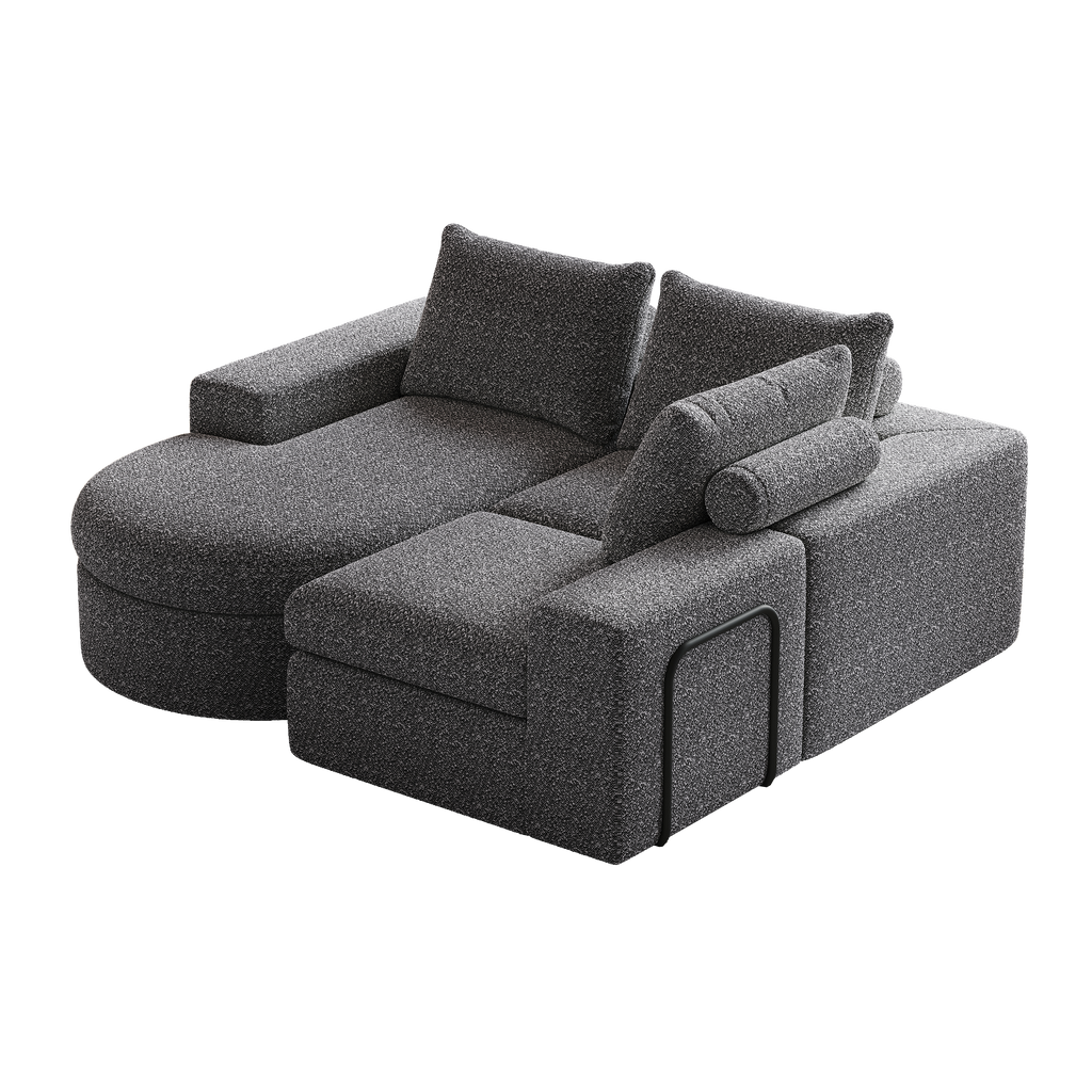 99-Inch Chenille Cloud Curved Sectional Sofa with Chaise, L-Shaped Modern Boneless Couch with Deep Seats, Chenille Sectional Sofa for Living Room and Bedroom, No Assembly Required