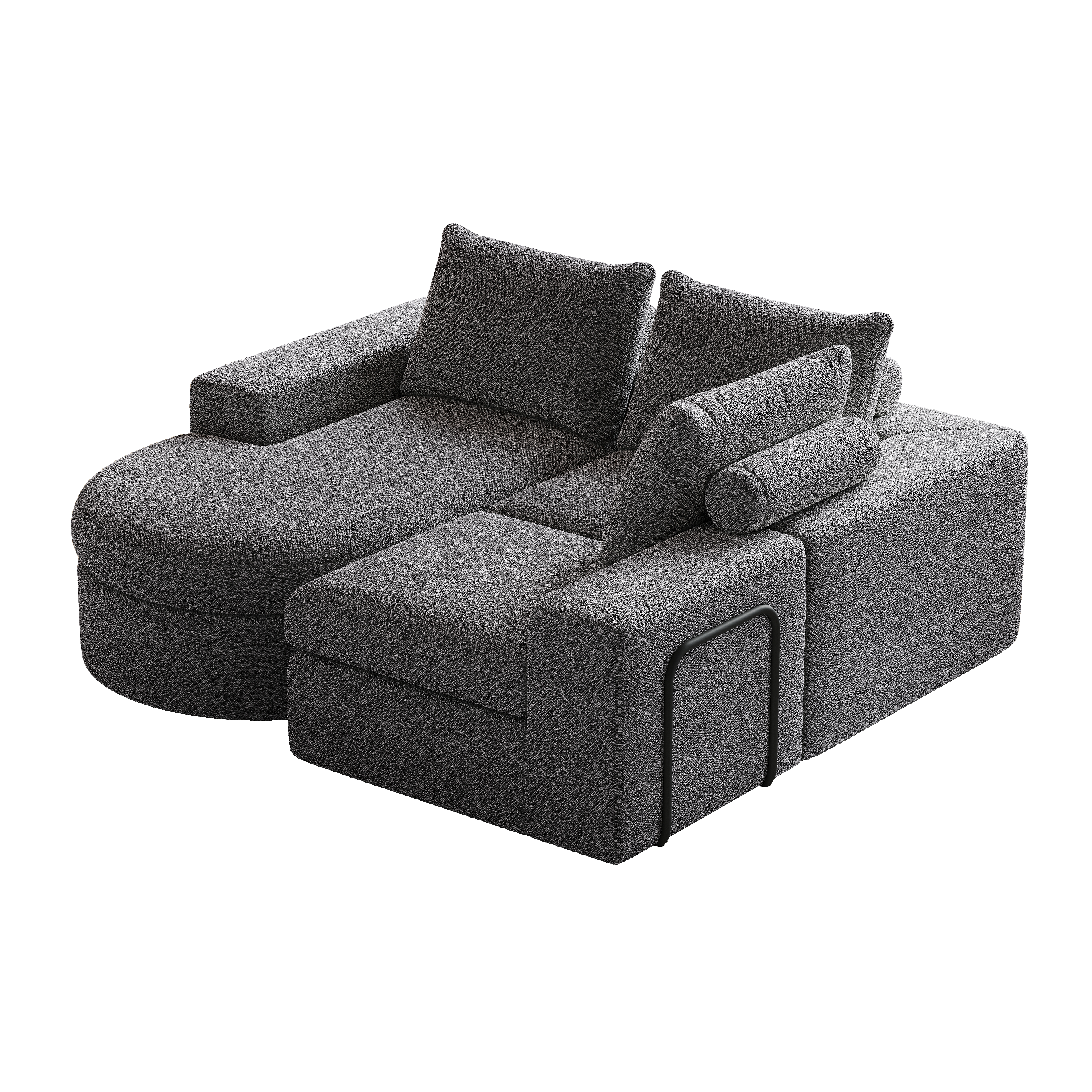 99-Inch Chenille Cloud Curved Sectional Sofa with Chaise, L-Shaped Modern Boneless Couch with Deep Seats, Chenille Sectional Sofa for Living Room and Bedroom, No Assembly Required
